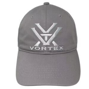 Vortex Trucker Hat Gray Silver Logo Mesh Back Adjustable Snapback OSFM Cap